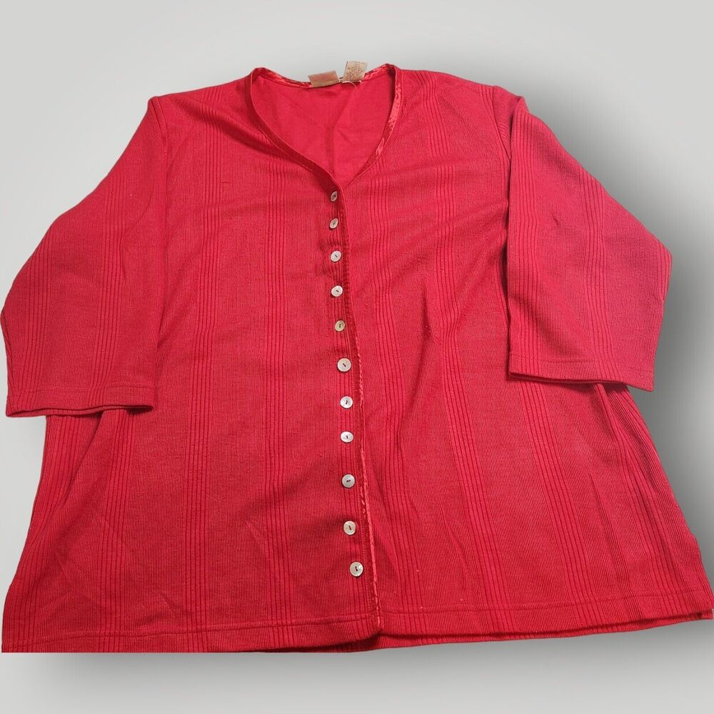 Fiorlini International PLUS 18/20 RED 1/2 Sleeve Button Up Top